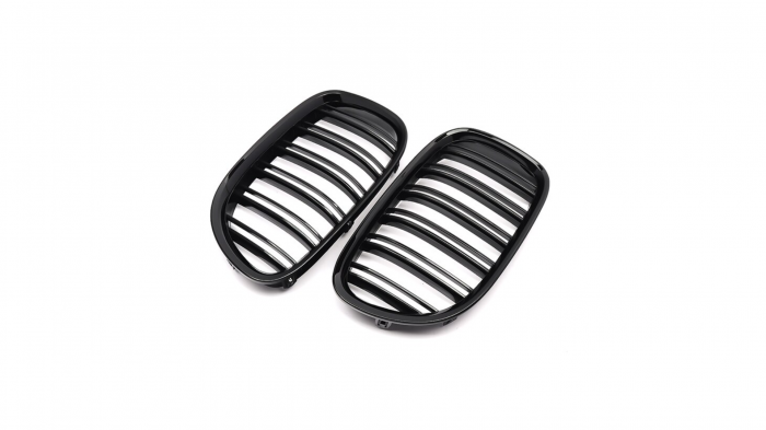 Set 2 grile duble, negru lucios, M Design pentru BMW F01 F02 [5]