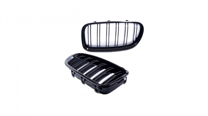 Set 2 grile duble, negru lucios, M Design pentru BMW F10 [2]