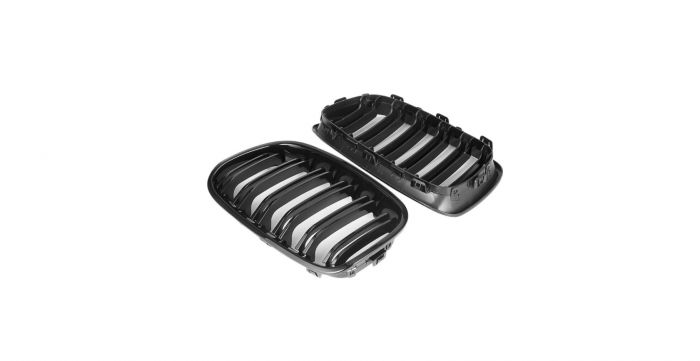 Set 2 grile duble, negru lucios, M Design pentru BMW F20 Nonfacelift [3]