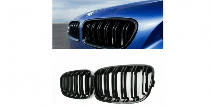 Set 2 grile duble, negru lucios, M Design pentru BMW F20 Nonfacelift [4]