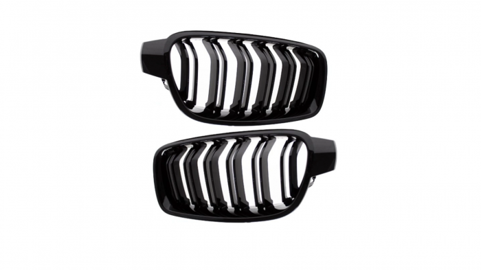 Set 2 grile duble, negru lucios, M Design pentru BMW F30 [5]