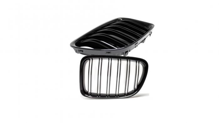 Set 2 grile duble, negru lucios, M Design pentru BMW X1 E84 [2]