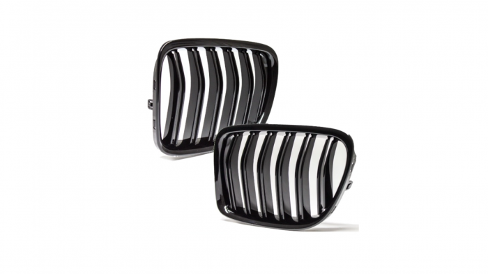 Set 2 grile duble, negru lucios, M Design pentru BMW X1 E84 [3]