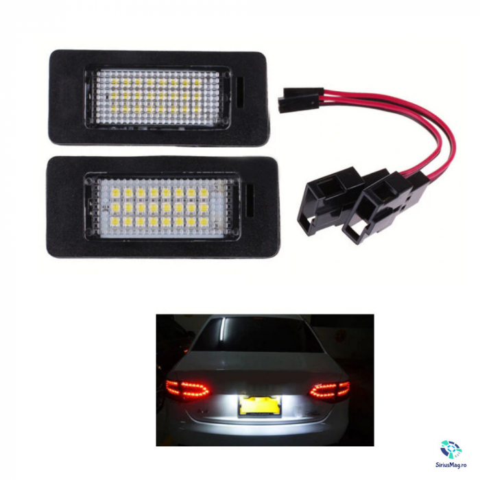 Set 2 Lampi LED Iluminare Numar Inmatriculare pentru Audi A4 B8 VW [3]