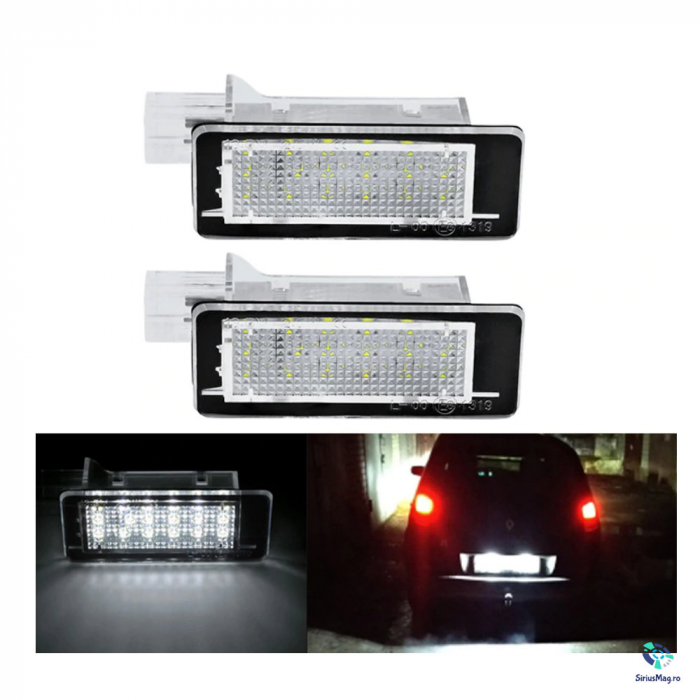Set 2 Lampi LED Iluminare Numar Inmatriculare pentru Renault Clio [3]