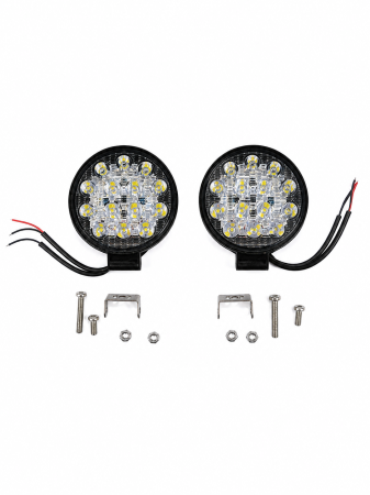 Set 2 proiectoare LED auto offroad rotunde 42W, 10.8 cm, iluminare auxiliara [1]