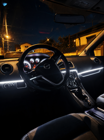 Kit 2 benzi acrilice luminoase auto, 110 cm + 35 cm, efect curcubeu, alimentare USB, pentru bord [8]