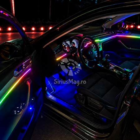 Kit 23 în 1 lumini ambientale auto Symphony RGB Wireless, benzi acrilice LED, iluminare bord, uși, mânere și picioare, control prin aplicație [1]