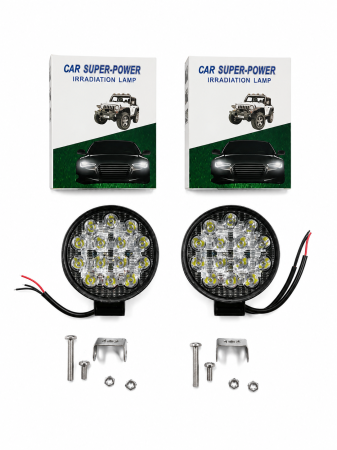 Proiectoare LED - Set 2 proiectoare LED auto offroad rotunde 42W, 10.8 cm, iluminare auxiliara