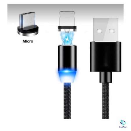 Cablu magnetic reincarcare telefon Type C Micro USB Apple [1]