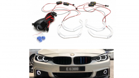 Angel eyes BMW - Kit Angel Eyes Cristal DTM Cotton pentru BMW F30 E92 E93 - Faruri cu halogen