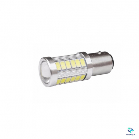 Led auto cu lupa P21/5W BAY15D cu dubla intensitate (Lumina rosie) [2]