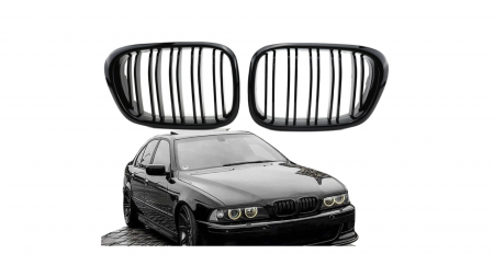 Set 2 grile duble, negru lucios, M Design pentru BMW E39 [4]