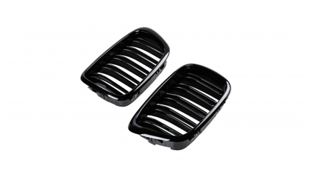 Set 2 grile duble, negru lucios, M Design pentru BMW E39 [6]