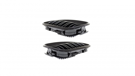 Set 2 grile duble, negru lucios, M Design pentru BMW E46 Facelift [4]