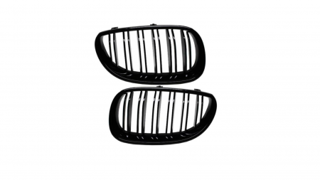 Set 2 grile duble, negru lucios, M Design pentru BMW E60 [6]