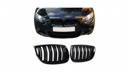 Set 2 grile duble, negru lucios, M Design pentru BMW E92 Nonfacelift [1]