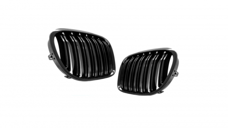 Set 2 grile duble, negru lucios, M Design pentru BMW F01 F02 [1]