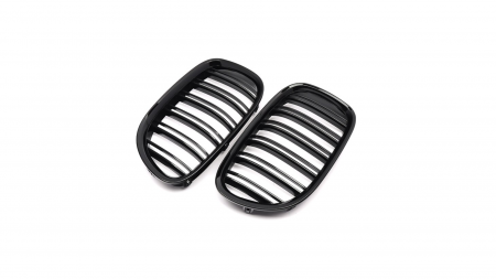 Set 2 grile duble, negru lucios, M Design pentru BMW F01 F02 [4]