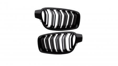 Set 2 grile duble, negru lucios, M Design pentru BMW F30 [4]