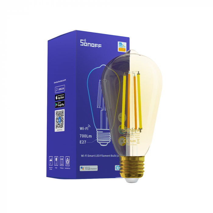 Bec LED CCT smart WiFi cu filament ST64 Sonoff [1]