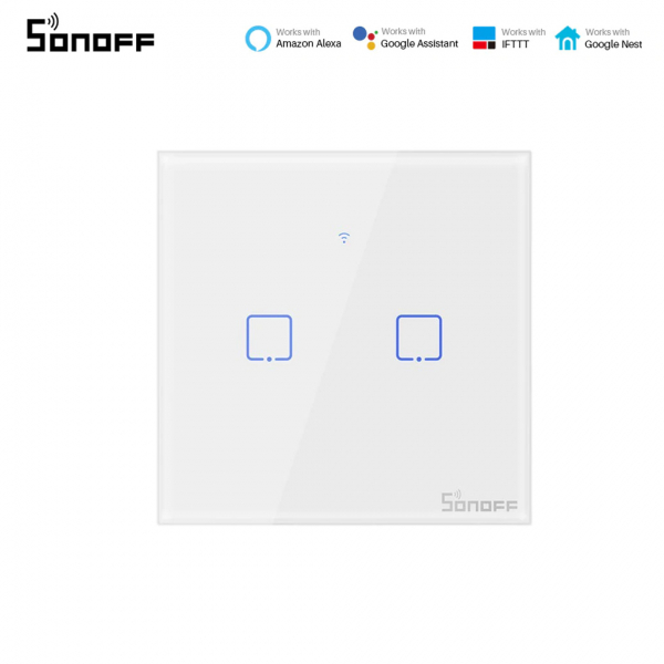 Sonoff T0EU2C-TX - Întrerupător Touch dublu cu control WiFi [1]