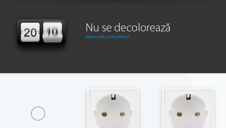 Întrerupător touch simplu + Priză dublă Schuko din sticlă Livolo