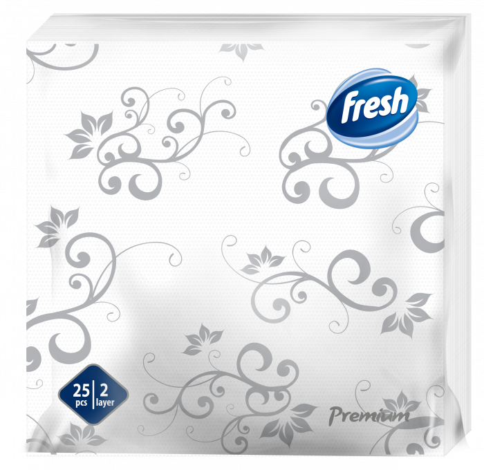Servetele de masa Fresh Decor Premium White Silver 25buc, 2 str., 38x38 [1]