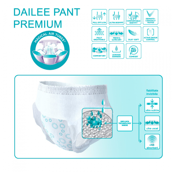 Scutece tip chilot DAILEE Pants Adult Premium Air Tubes 5 Picaturi, XL 130-160 cm, 14 bucati [3]