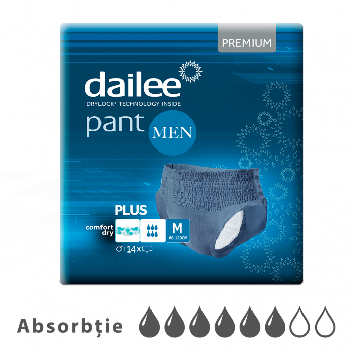 Scutece tip chilot DAILEE Pants MEN Premium Plus 6 Picaturi, M 80-120 cm, 15 bucati [1]