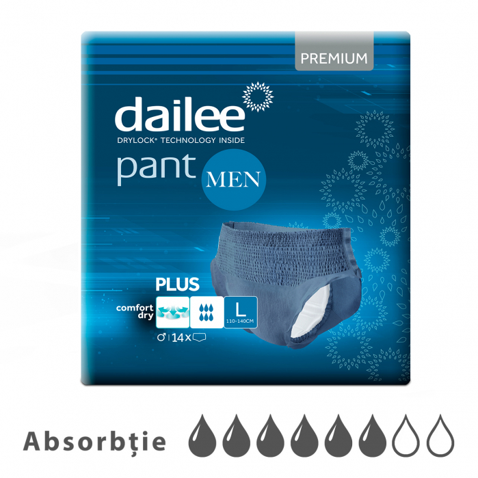 Scutece tip chilot DAILEE Pants MEN Premium Plus 6 Picaturi, L 110-140 cm, 15 bucati [1]