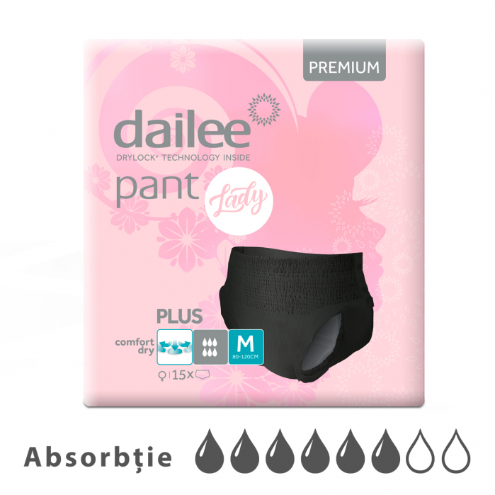 Scutece tip chilot DAILEE Pants LADY Premium Plus 6 Picaturi, M 80-120 cm, 15 bucati [1]