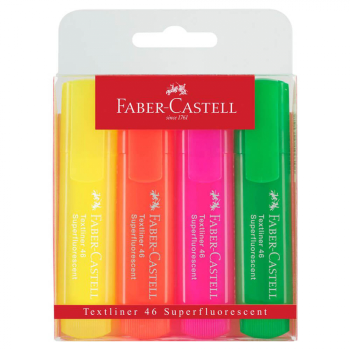 Textmarker fluorescent Faber-Castell 4 buc/set [1]