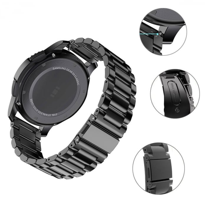 Curea smartwatch otel inoxidabil compatibila cu Huawei GT 2, ultra black, 46mm [5]