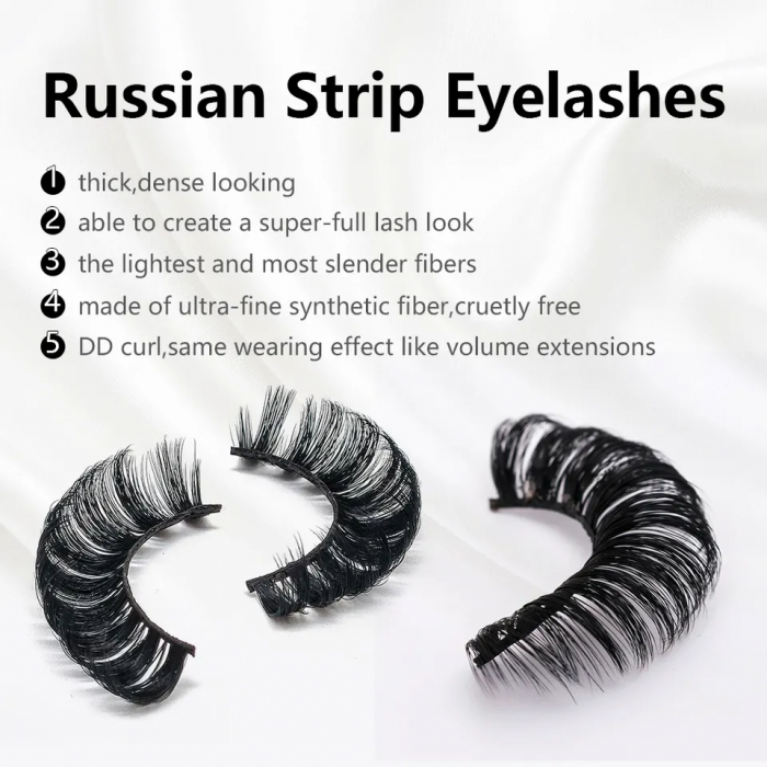 Gene false banda efect Russian Volume 3D Extreme Mink curbura D, negru [7]