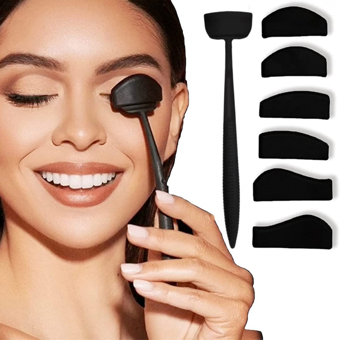 Kit aplicator fard cut crease cu 6 capete, negru [5]