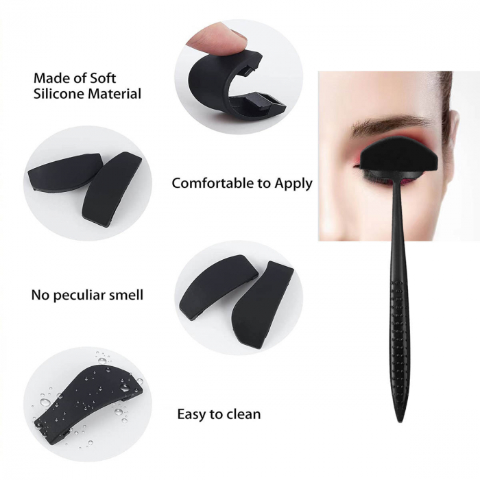 Kit aplicator fard cut crease cu 6 capete, negru [6]