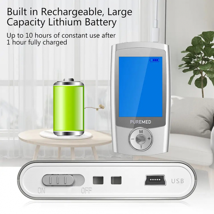 Aparat de masaj electrostimulator eficient TENS fizioterapie cu 6 electrozi, 16 programe de masaj, pentru ameliorarea durerii, gri [4]