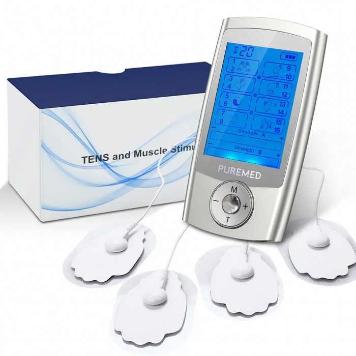Aparat de masaj electrostimulator eficient TENS fizioterapie cu 6 electrozi, 16 programe de masaj, pentru ameliorarea durerii, gri [2]