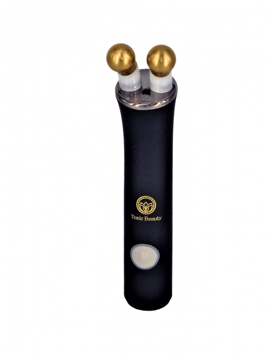 Aparat masaj facial cu vibratii, microcurent si led pentru indepartarea ridurilor si cearcanelor, negru [3]