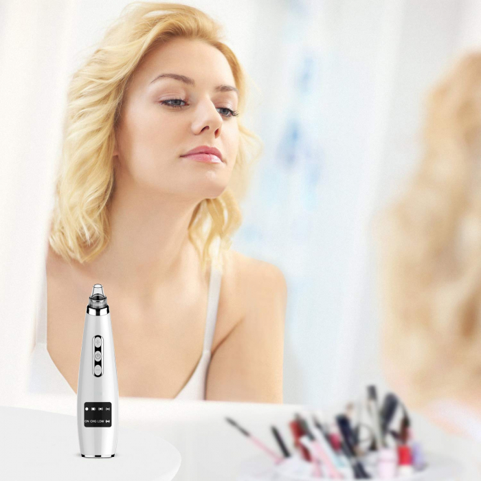 Aparat Smart extras puncte negre cu vacuum, WeOne, 5 Puteri ajustabile, 5 capete, LCD display, Ingrijire ten, Incarcare USB [2]