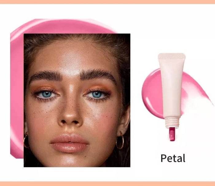 Blush lichid cremos 2in1 pentru un look natural stralucitor Cheek Kiss Vegan, Rose Petal [2]