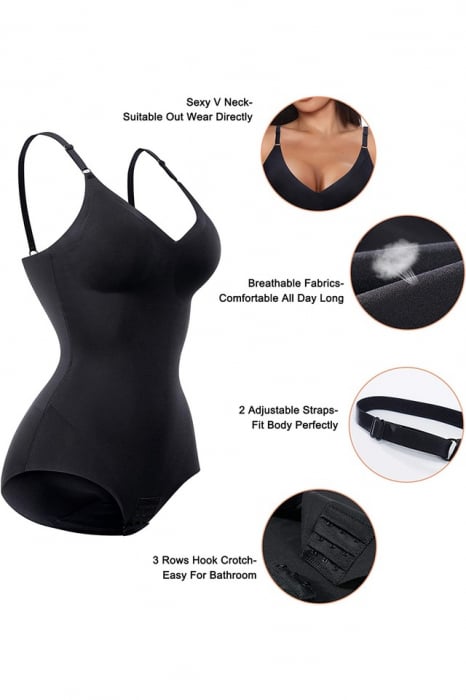 Body modelator shapewear fara cusaturi cu push-up, S, negru [2]