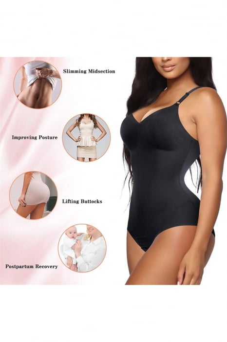 Body modelator shapewear fara cusaturi cu push-up, S, negru [7]