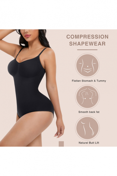 Body modelator shapewear fara cusaturi cu push-up, S, negru [9]
