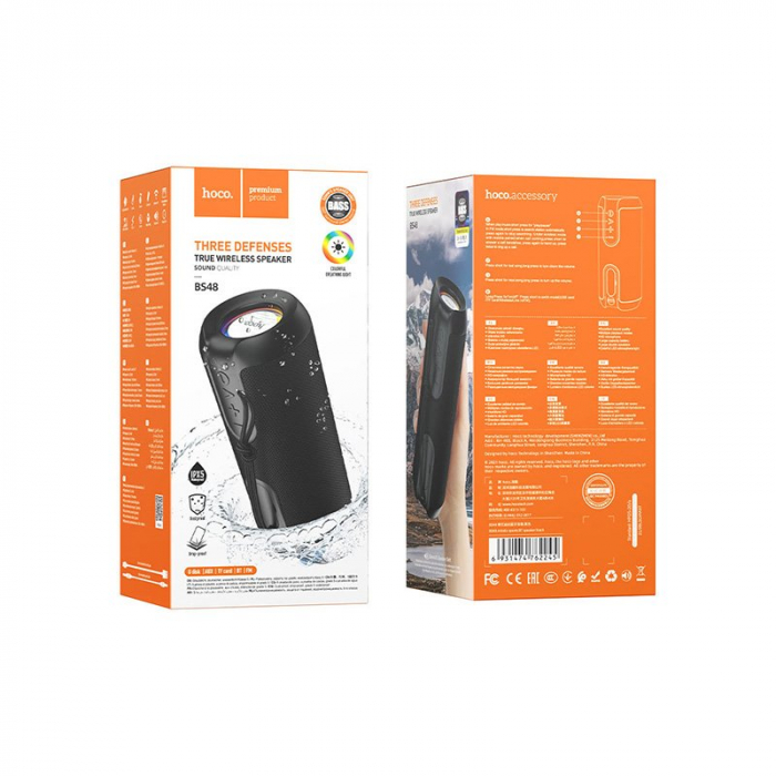 Boxa Portabila Hoco BS48, Bluetooth 5.1, FM, TF Card, Capacitate 1200mAh, Negru [2]