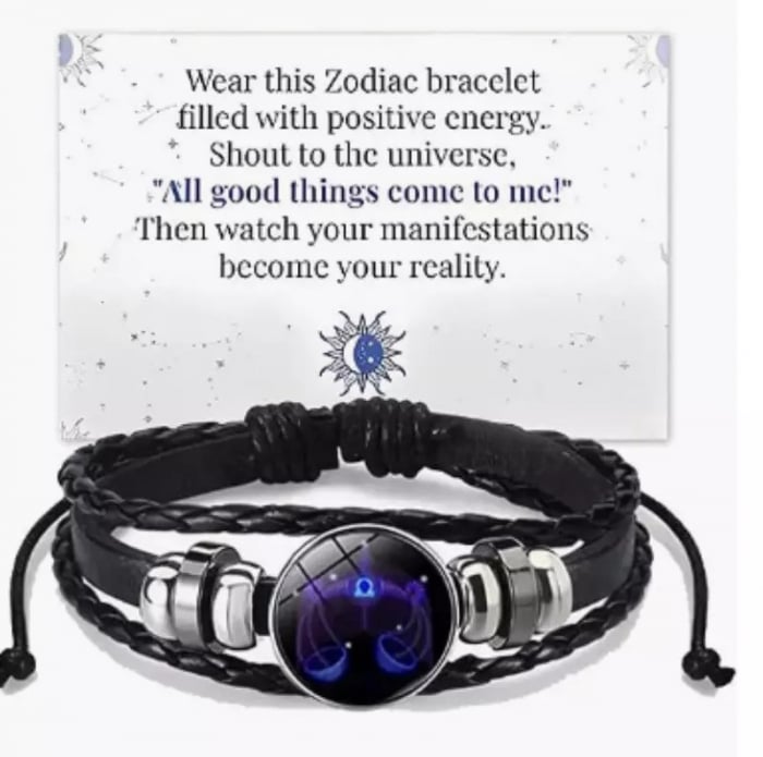 Bratara manifestarii pentru calm si noroc alunga negativitatea cu semne zodiacale este reglabila si unisex, Taur [5]