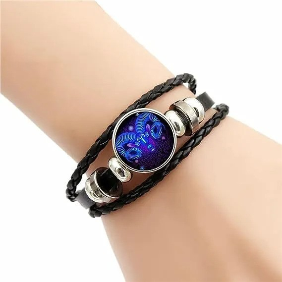 Bratara manifestarii pentru calm si noroc alunga negativitatea cu semne zodiacale este reglabila si unisex, Varsator [4]