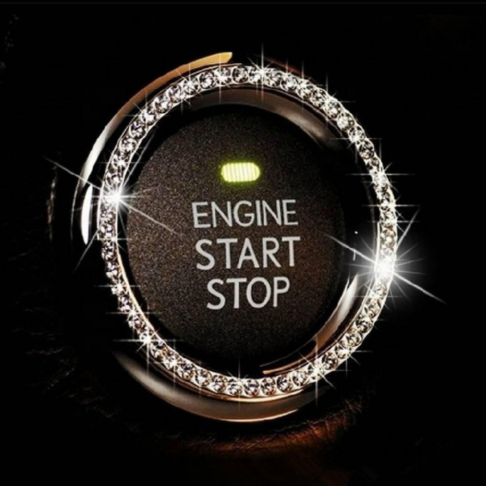 Sticker buton start/stop cu cristale stralucitoare, argintiu [3]