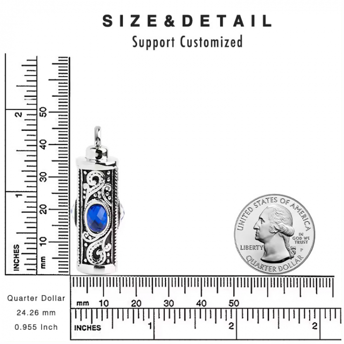 Colier comemorativ cu urna de incinerare cu piatra de zirconiu din oțel inoxidabil, silver [4]
